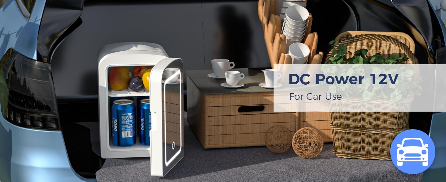 【TiktokShopSpringGlowUp】Antarctic Star Compact Refrigerator, Skincare Fridge With Dimmable LED Light Mirror,4L 12oz Capacity, Portable Small Refrigerator for Cosmetics, Skin Care and Food , Ideal for Bedroom, Car, Office & Dorm,Freon-Free & Eco Friendly