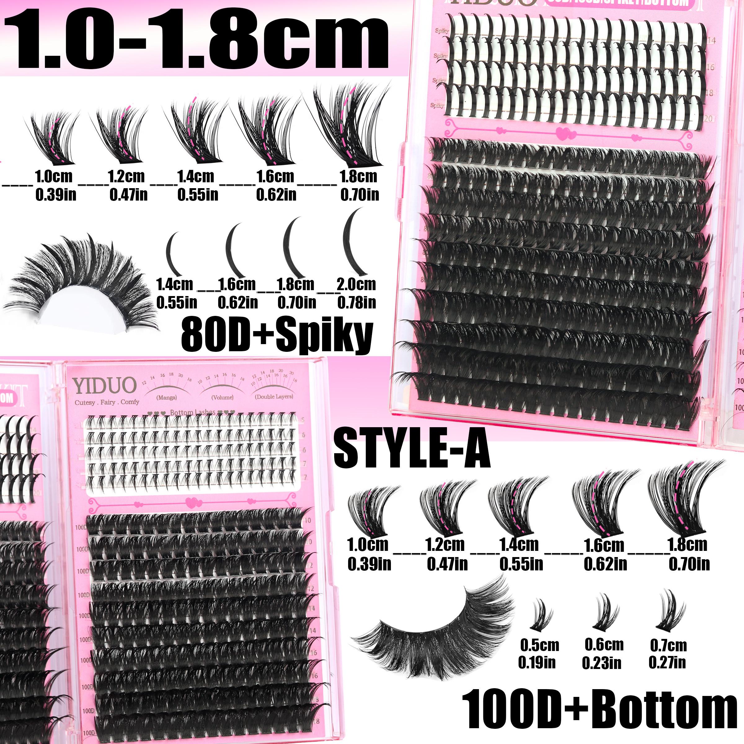 2168pcs YIDUO Lash Cluster Kit Gift Set Volume Manga&40D&60D&80D&100D with Spiky Bottom Lashes Extension Kit 10-20mm D Curl wispy False Eyelash With Double-ended Eyebrow Pencil | Waterproof Eyeliner | Eyelash Curler | DIY Lash Kit