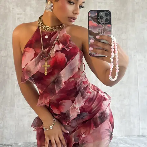 【Black Friday】Women's Sexy Sleeveless Backless Dress, All Over Print Dress for All Seasons, Fashion Mini Dress for Parties #GLOBAL PICKS