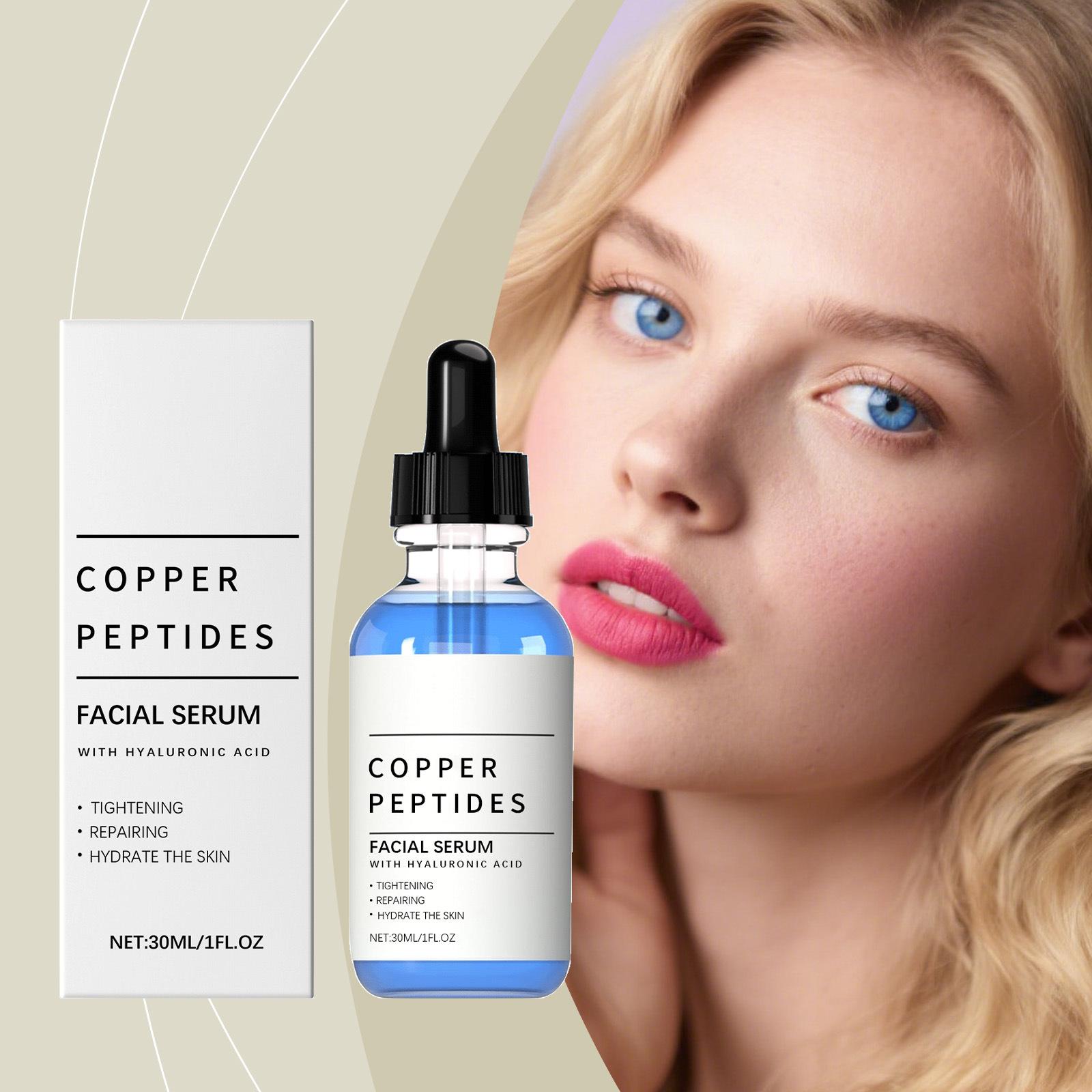 Copper Peptides Serum for Face GHK-Cu Peptide Hyaluronic Acid Anti-Aging Facial Serum 1 Fl Oz Copper Peptides Serum for Face GHK-Cu Peptide Hyaluronic Acid Anti-Aging Facial Serum 1 Fl Oz