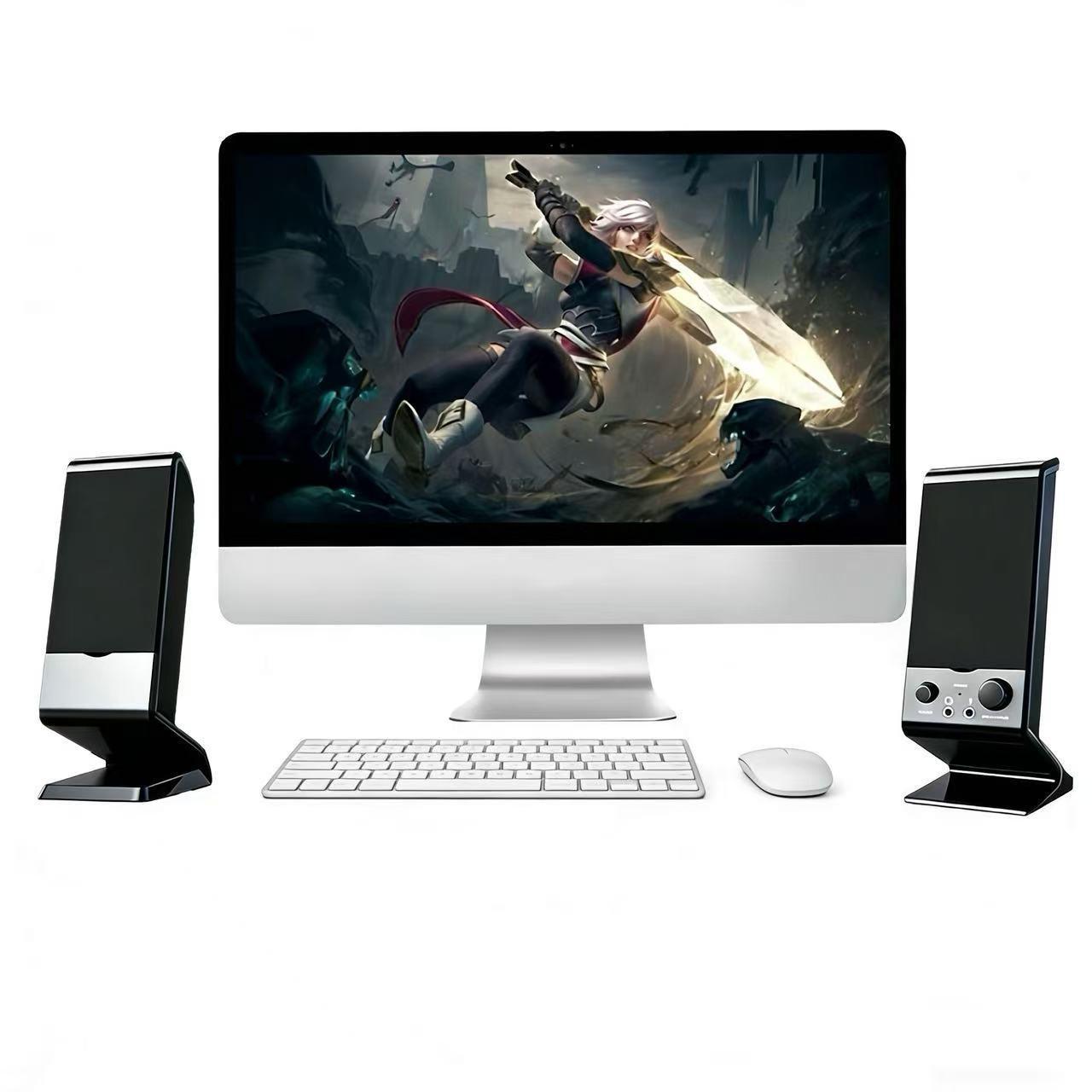 Computer wired Bluetooth desktop speaker, dual speakers, 360 ° surround sound, desktop speaker, high volume, suitable for office, gaming, watching movies, desktop audio, USB powered speaker