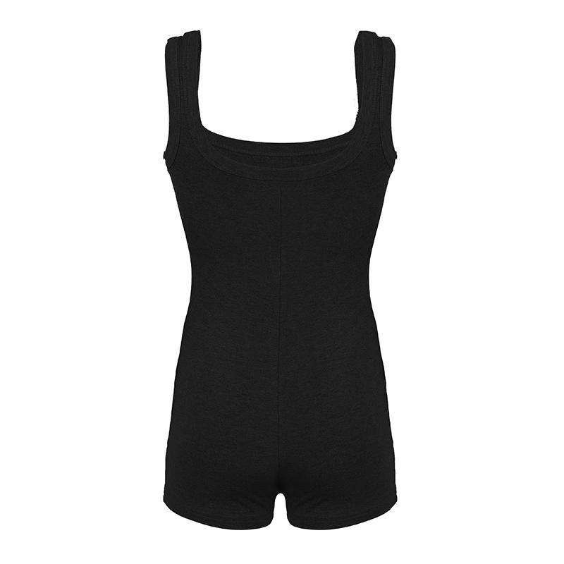 Women's Solid Square Neck Tank Romper, Casual Comfy Sleeveless Body Hugging Skinny Romper for Daily Wear, Ladies Clothes for Fall & Winter