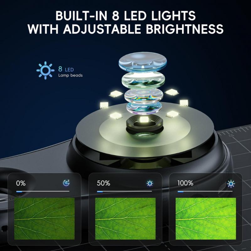 2-inch IPS screen 500x mini macro handheld digital microscope, fixed focal length, with 500x magnification, compatible with PC, portable pocket microscope, fun gift for students, LCD Digital Microscope