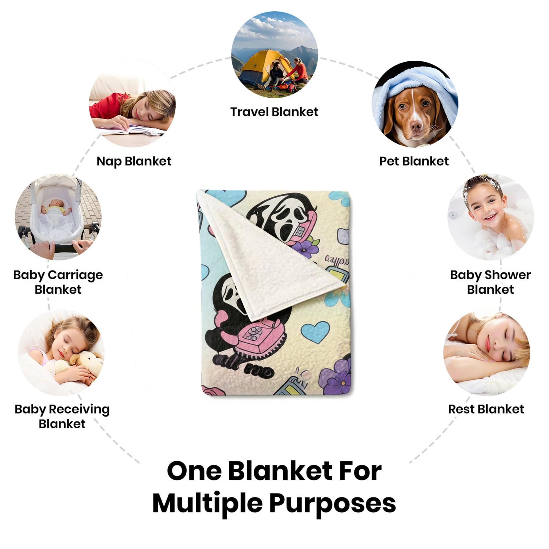 Scream Ghostface Call Me Flannel Throw Blanket, Y2k Millennial Style Throw Blanket, Student Dormitory Nap Blanket, All Season Travel Car Blanket, Children'S Room, Dormitory, Sofa, Office Nap Blanket