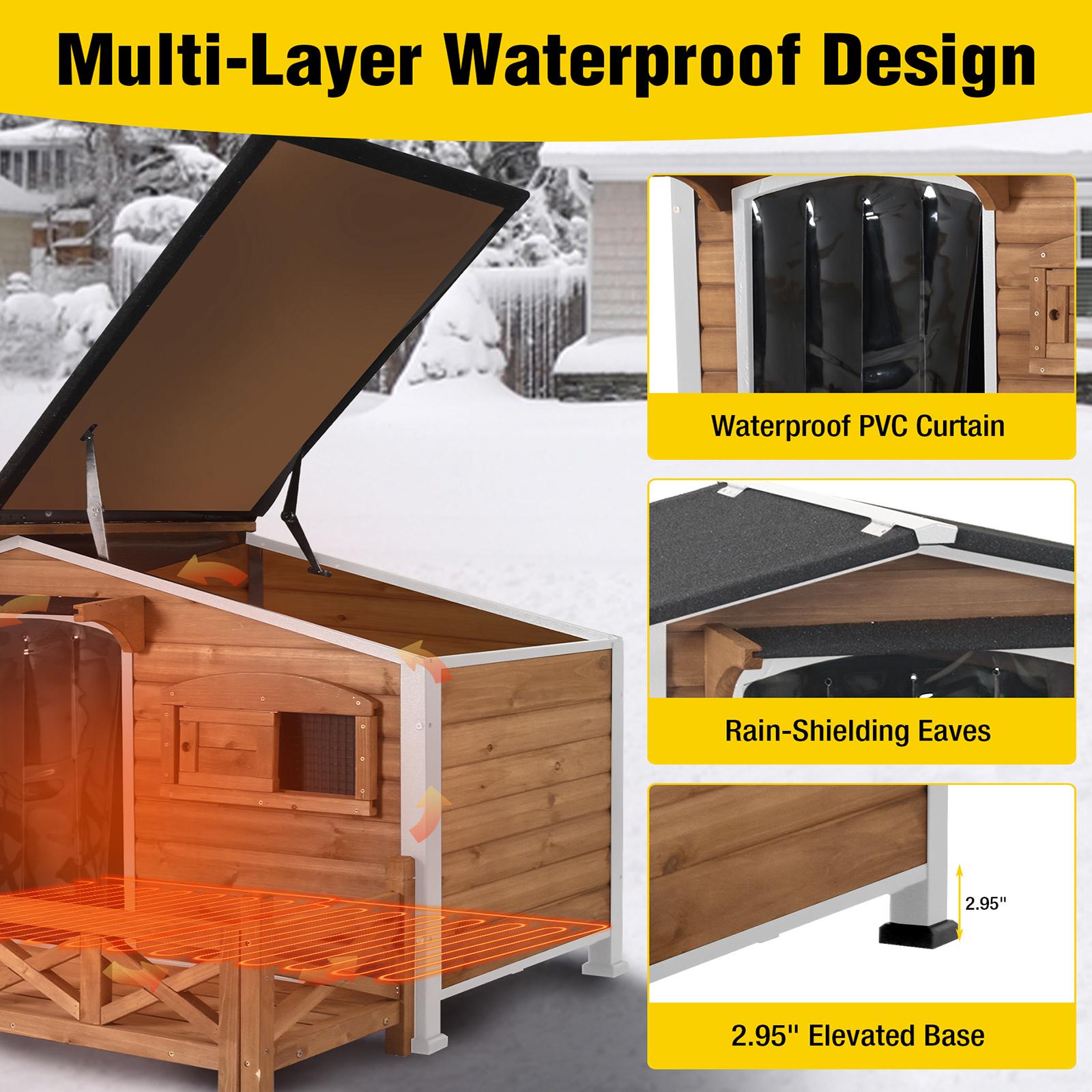 Aivituvin-AIR7024-IN-HP Outdoor Heated Dog House |Metal Frame With Balcony Aivituvin-AIR7024-IN-HP Outdoor Heated Dog House |Metal Frame With Balcony