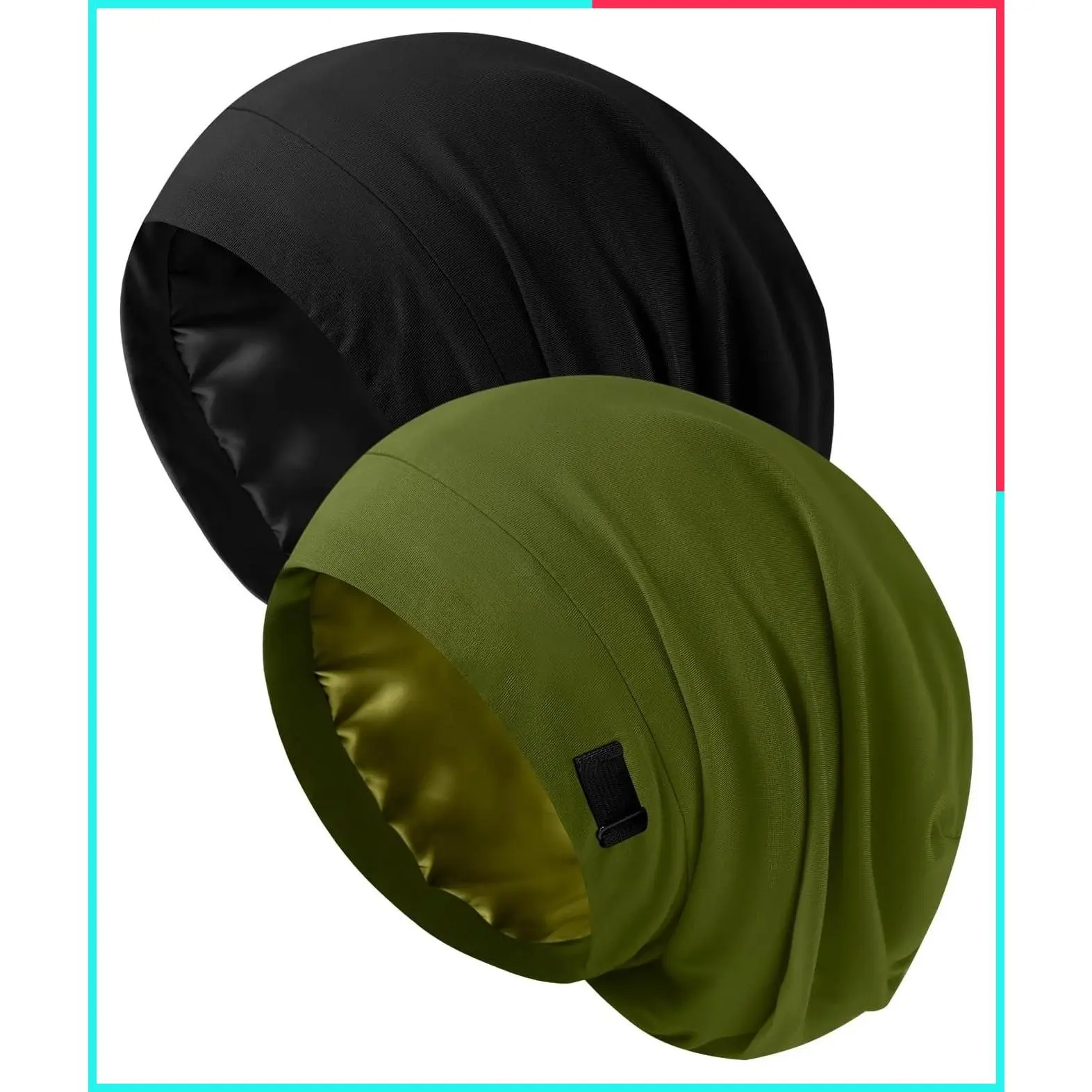 Silk Bonnet for Sleeping Women, Adjustable Satin Lined Sleep Cap, Slouch Beanie Hat with Silk Hair Wrap