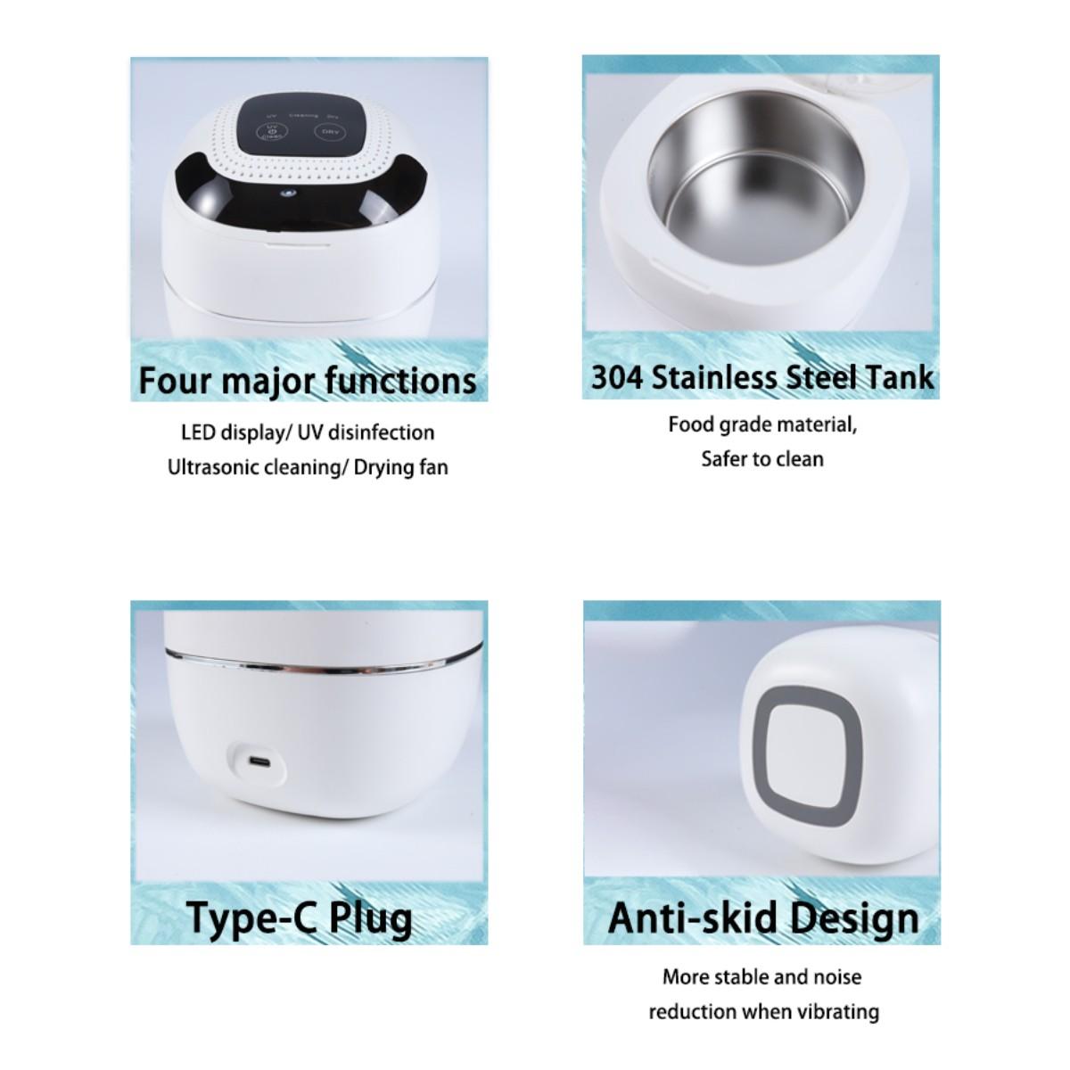 Ultrasonic Dental Retainer Cleaner, 45khz Ultrasonic Wave Technology, Three Cleaning Modes, Digital Timer Function, Capacity 180ML