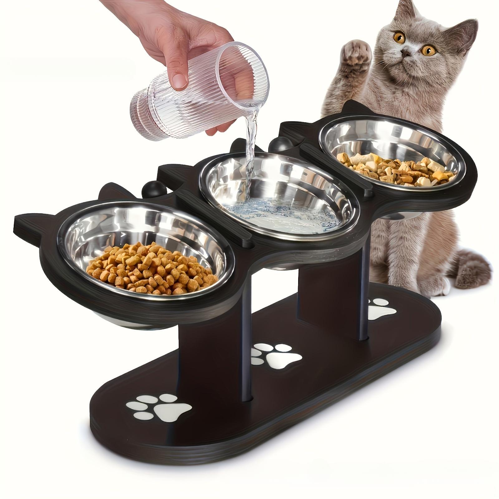 Adjustable 15 Degree Tilt Cat Bowl, 1 Set 3 Bowls Detachable Pet Feeder, Pet Supplies for Indoor Outdoor Use, Cat and Dog Accessories
