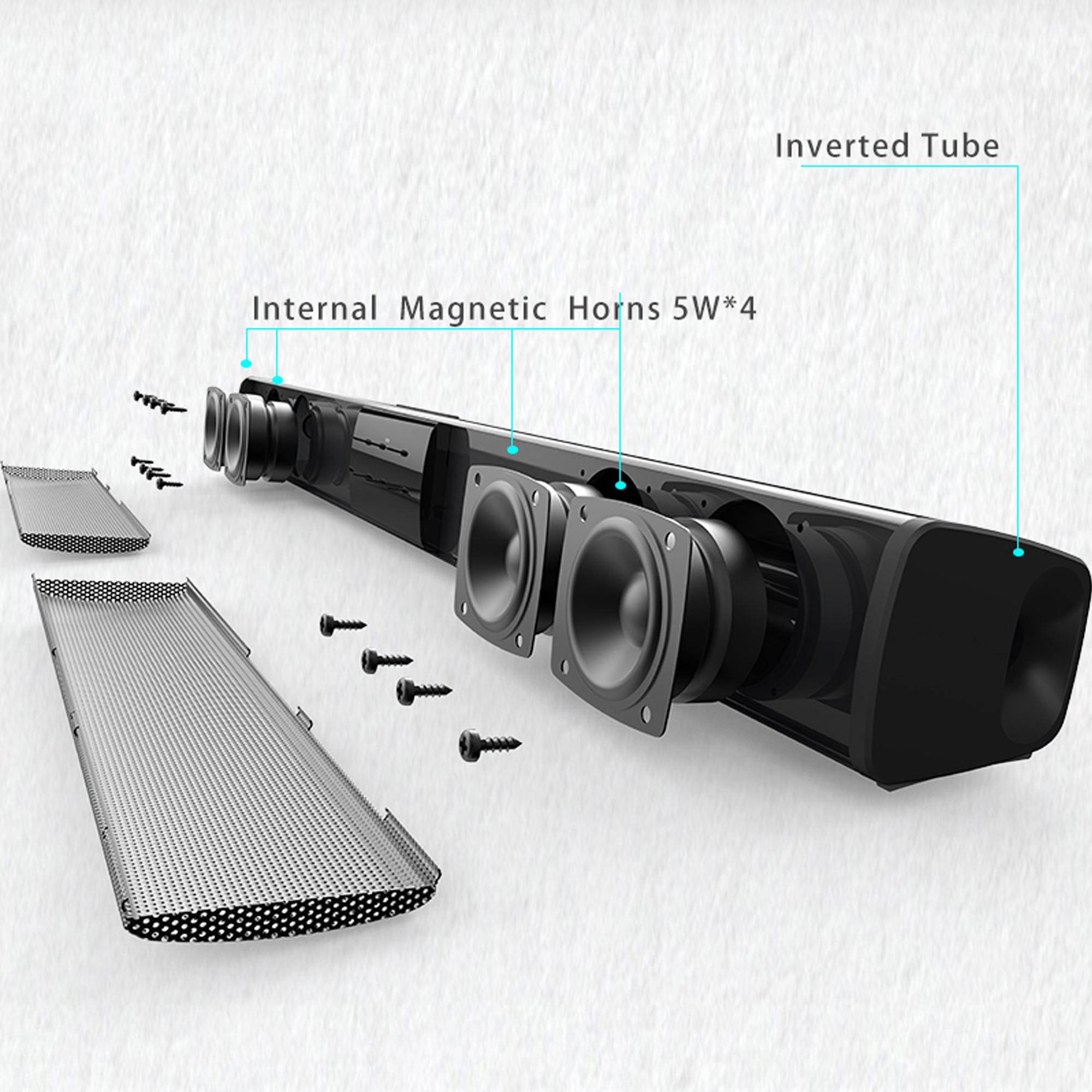 1pc Digital 2.0 Surround Sound Bar for Smart TV, High Power 4 Speaker System Bathroom Radio - Wireless Enhanced Home Theater System with Adjustable Speakers & Subwoofer, Can Be Used for PC Games Projectors, Remote Control