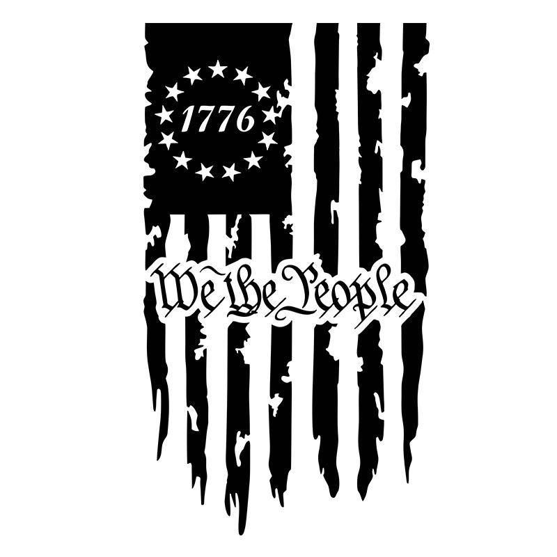 American Flag Pattern Car Sticker, Vintage American Flag Truck Rear Bumper Vinyl Decal, Car Exterior Decoration Accessories for Truck, Van, SUV, Truck Decals