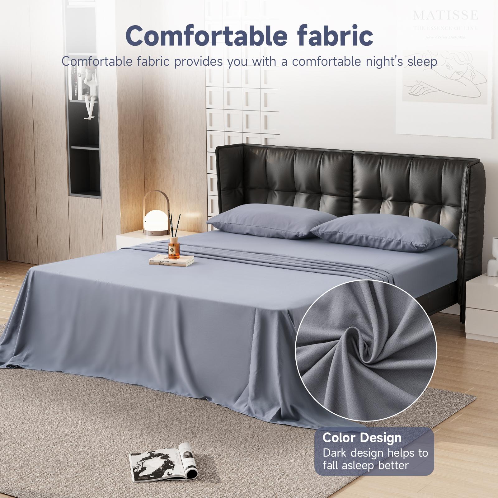 VIZIM Luxury Bed Sheets Set, 4-Piece Microfiber Bedding with Deep Pocket Fitted Sheet, Soft Hypoallergenic Pillowcases & Flat Sheet, Hotel Quality