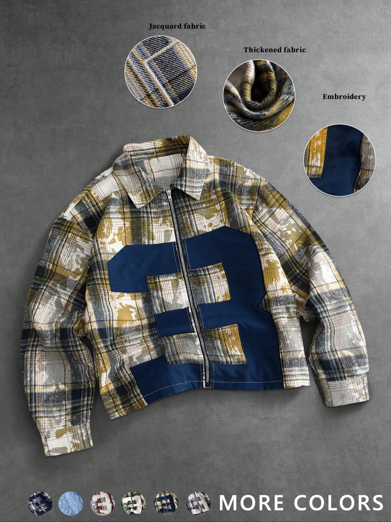 Men's New Trendy Fashion Street Campus Plaid Shirt, Casual Stylish Button-Down Top, Perfect for Daily Wear and School