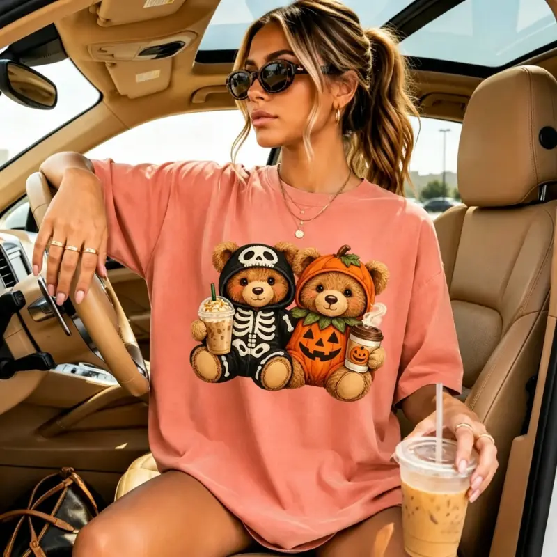Comfort Colors Halloween Teddy Bear Shirt| Cute Spooky Bear Tee| Pumpkin Bear Graphic Shirt| Skeleton Bear Coffee Tee| Comfort Colors Fall Shirt  innocence advocacy shirt