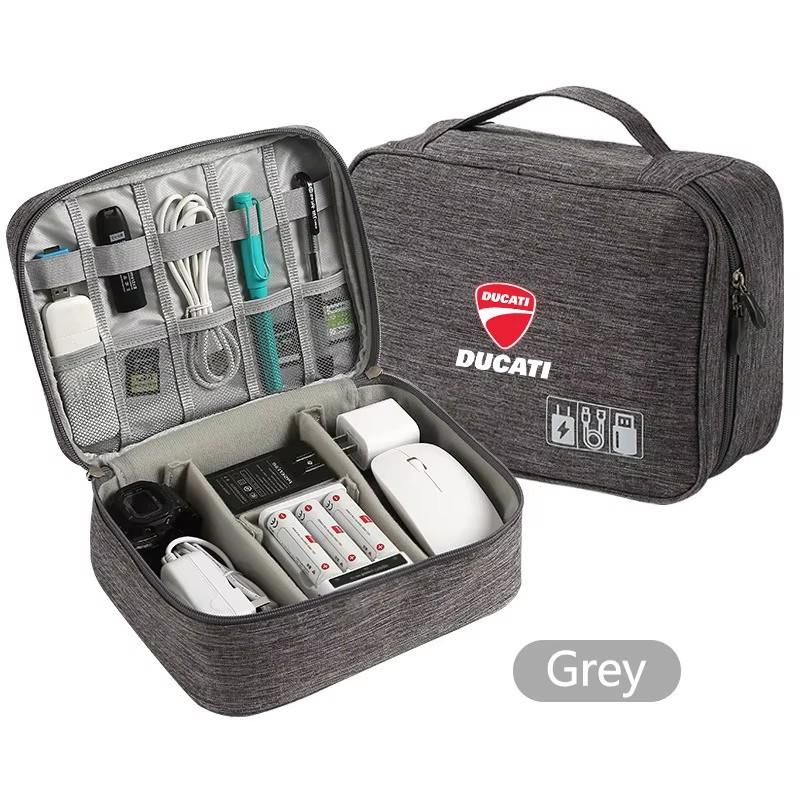 Motorcycle Car Logo Travel Cable, Digital Electronic Storage Bag, Fits Ducati Scrambler Multistrada 950 1100 1260 Sport Monster