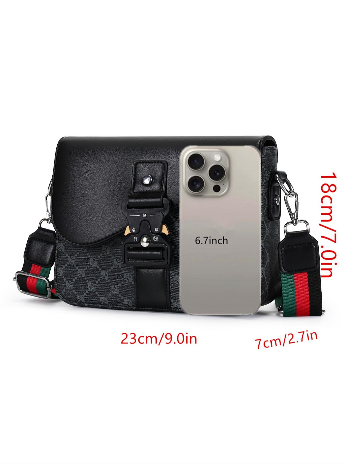 Men's Geometric Pattern Flap Closure Fashion Crossbody Bag, Multifunctional PU Leather Travel Bag, Casual Daily Use Work School Accessory, Stylish Crossbody Bags, Fashionable Shoulder Bag, Portable Shoulder Bag