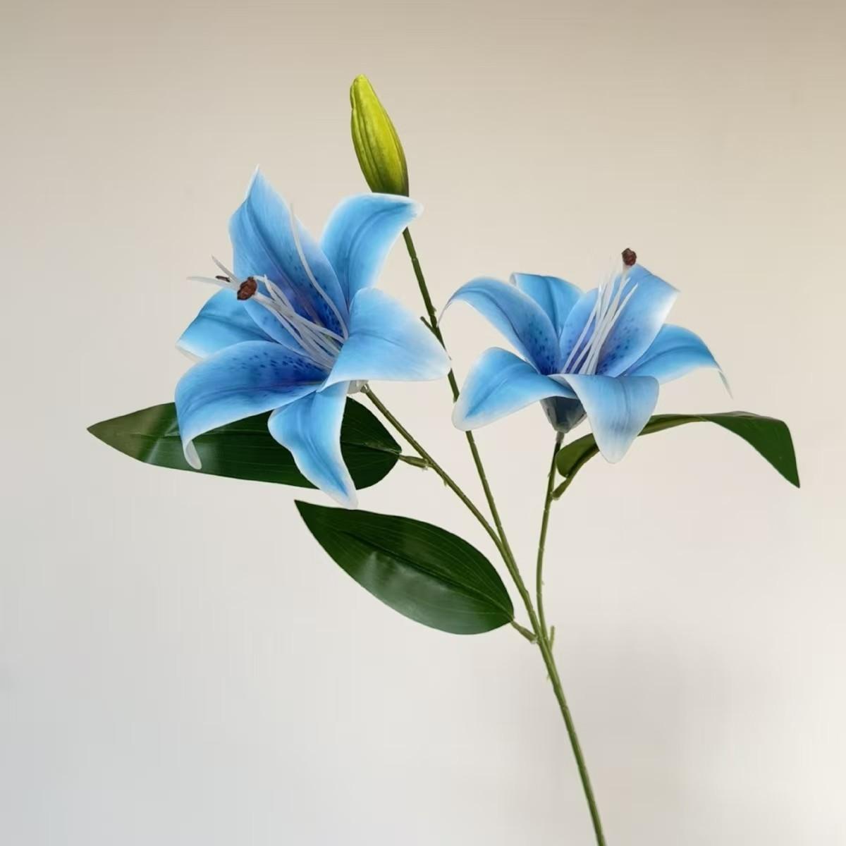 Realistic 3-Head Lily Artificial Flower, Home Decoration Fake Flowers, Photography Props, Universal Setting, No Ca Prop 65