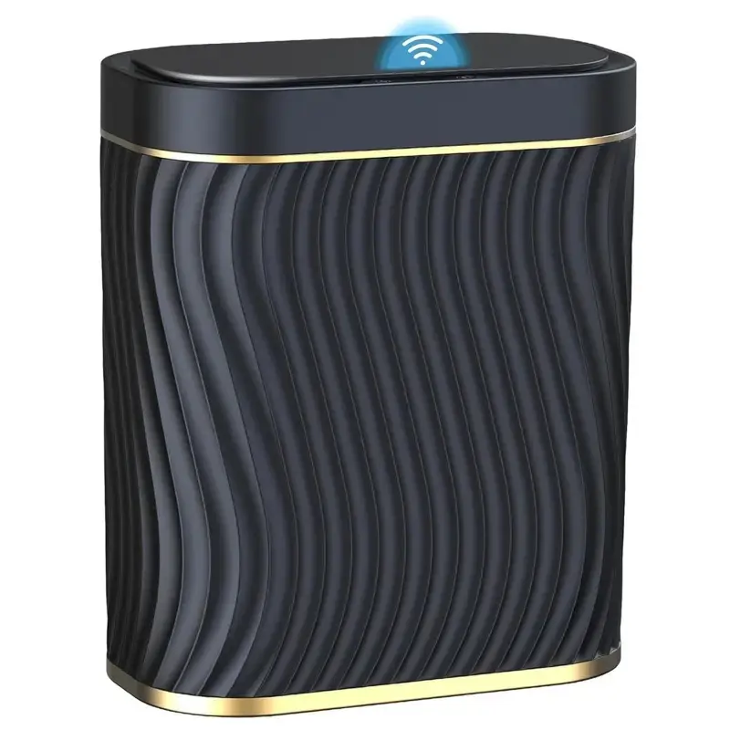 Automatic Touchless Lid Oval ABS Synthetic Trash Can - 2.6 Gal Narrow Mini Bin for Bathroom, Bedroom, Modern Home Decor, Bathroom House Decor