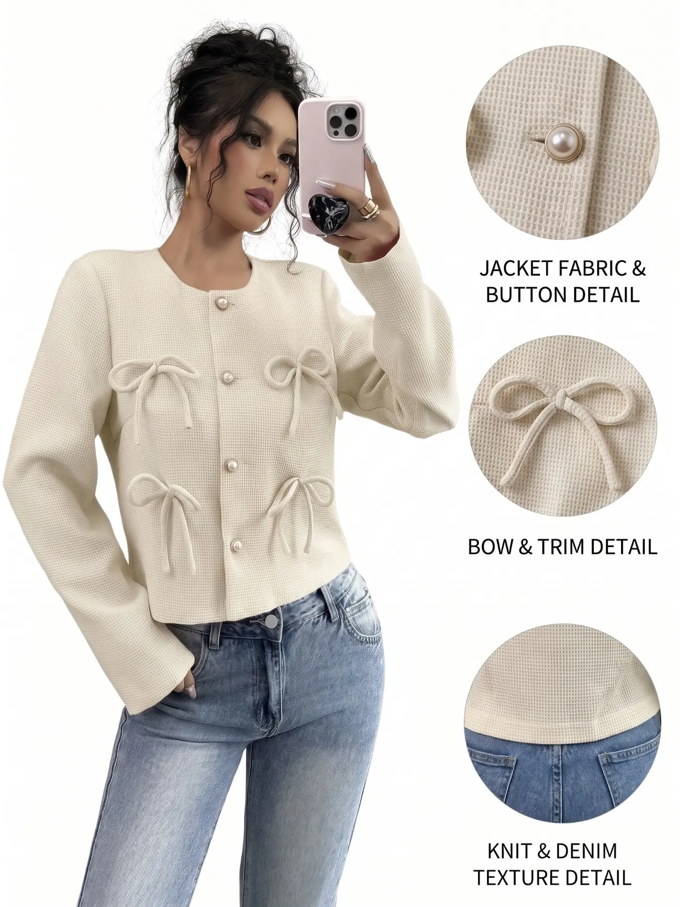 Women Elegant Butterfly Knot Coat, Chic Stylish Comfortable Outerwear Jacket, Versatile Fashion Outfit for Daily Casual Wear