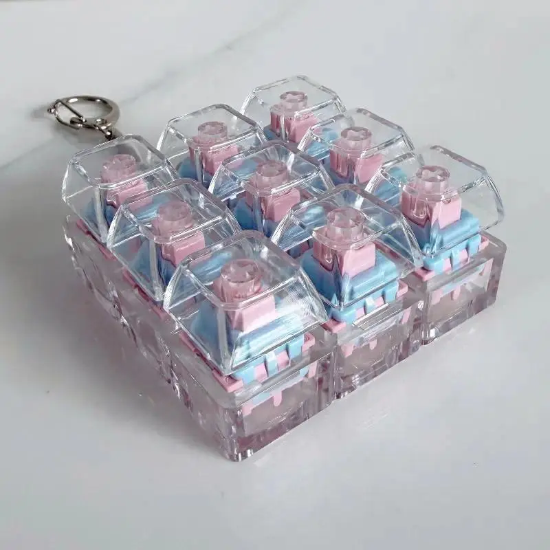 New 1/2/3/4/9 Key Keyboard  Toys Crystal Keycap Keychain Stress Relief Fingertip Gadget Decompression Toys Clicker  Toy