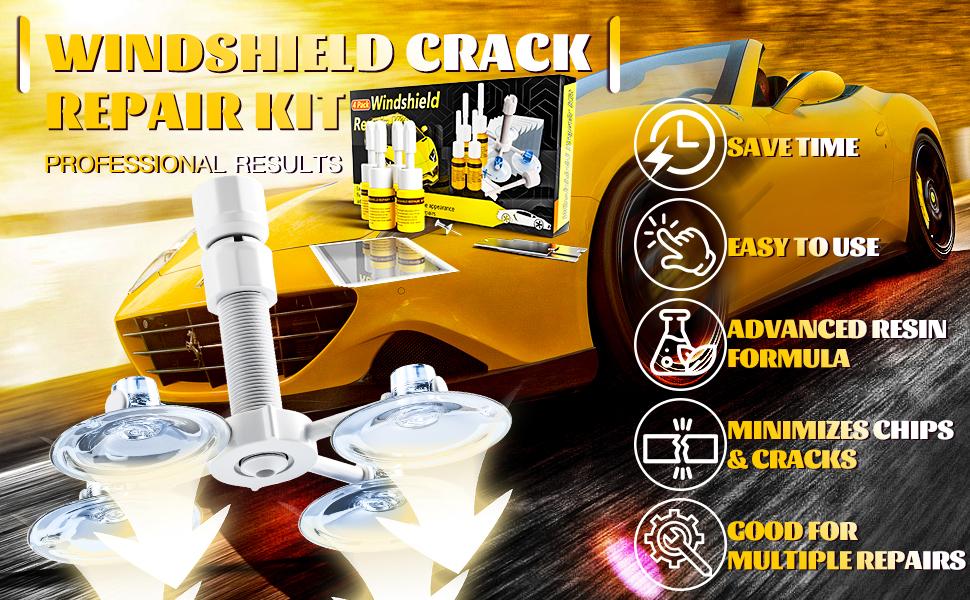 Windshield Crack Repair Kit, Windshield Repair Kit for Chips and Cracks, 4 Pcs Car Glass Repair Kit, Cracks Gone Glass Repair Kit Automotive Quick Fix for Chips, Cracks, Bullseyes (Yellow) Windshield Crack Repair Kit, Windshield Repair Kit for Chips and Cracks, 4 Pcs Car Glass Repair Kit, Cracks Gone Glass Repair Kit Automotive Quick Fix for Chips, Cracks, Bullseyes (Yellow)