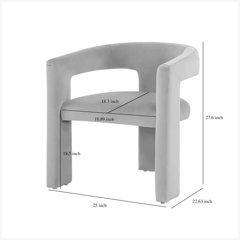 【Set of 2]】[Springtok Deal]Ebello Morden Barrel Beige Accent Chair Velvet Upholstered Barrel Dining Chair With A Curved Backrest And Armrests Accent Chair For Living Room