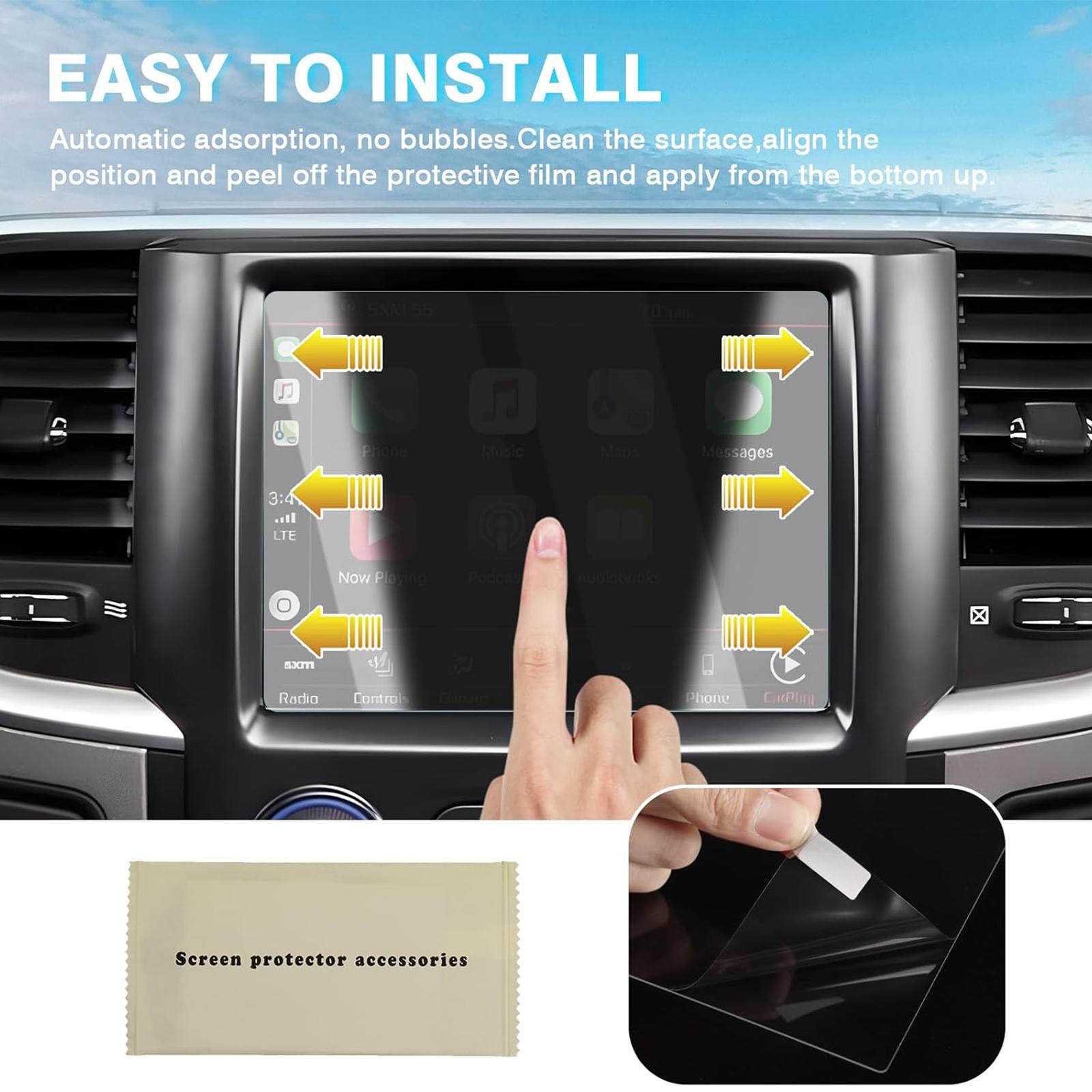 Canvcle 2Pack Screen Protector for 2013-2023 Dodge Ram 1500 2500 3500 8.4-Inch Touch Display 9H Tempered Glass Anti-Fingerprint Durable Car Radio Protection