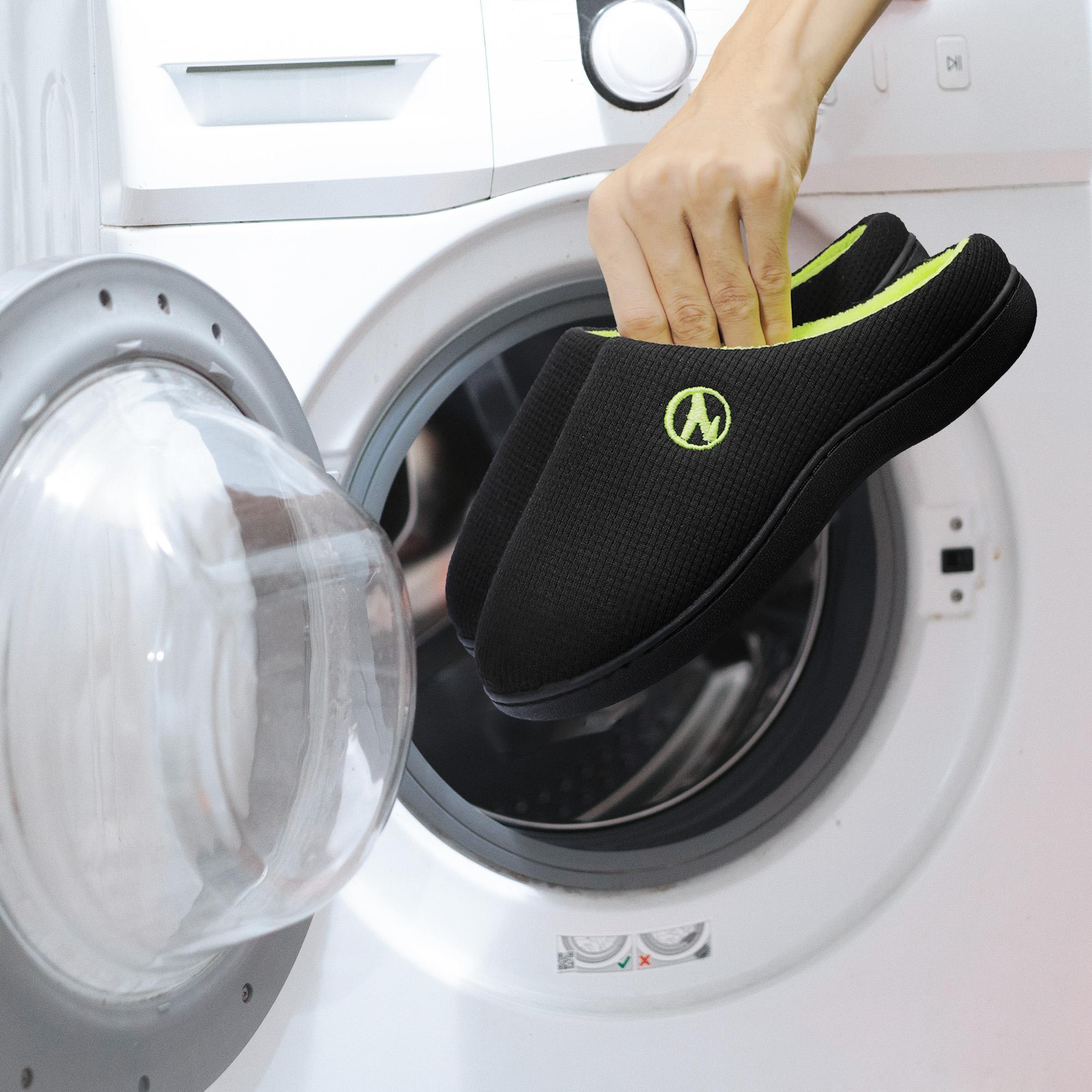 Unisex Memory Foam Slippers for Outdoor & Indoor Use Knit Waffle Upper Secure Heel Collar Sturdy Rubber Sole Non-Marking Noiseless Ideal for Father's Day - Flipflop Walking Shoes