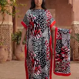 【Black Friday】Elegant Leopard Print Two-Piece Set, Casual Cover-Up Dress & Silk Scarf Set, Sun Protection Matching Set for Beach, Fashion All-Season Accessory, Beach Cover Ups