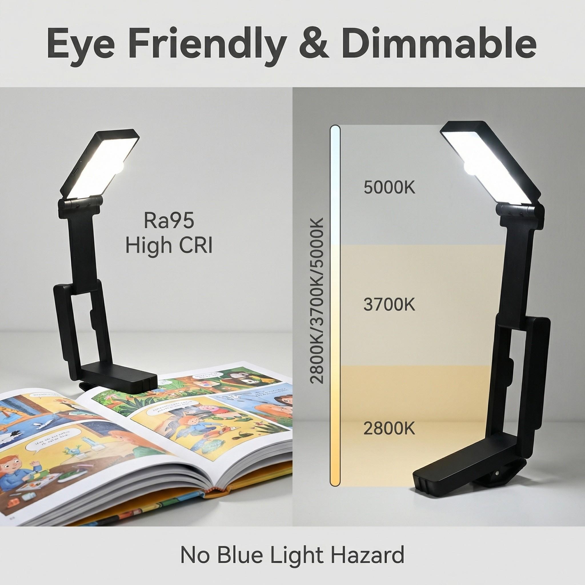 USB multifunctional intelligent reading light, portable reading light, clip on reading light, bedside reading eye protection light, three color temperature, flexible design, rechargeable, long-lasting battery life, suitable for outdoor use