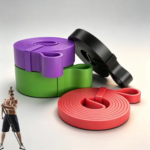 Unisex Soft TPE Skin-Friendly Elasticity Bands - Home Workout Equipment, Door Anchor, Full-Body/Athletic Training, Multi-Level Pull-Up Assistance for Home Gym (3-Pack)