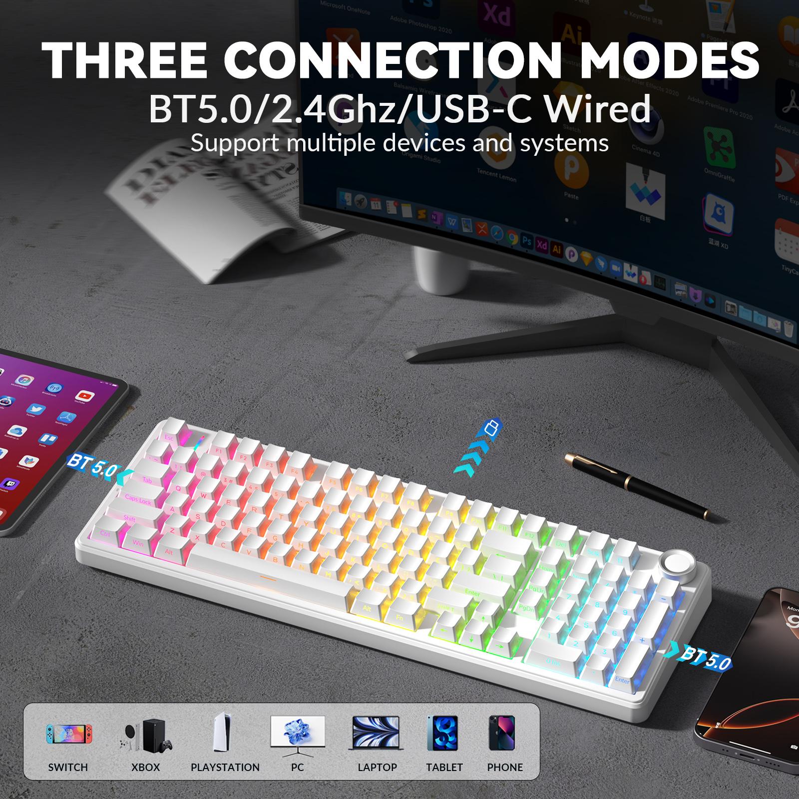 【Silent keyboard】AULA F99 Pro Wireless Mechanical Keyboard-Silent Version,BT5.0/2.4GHz/USB-C Hot Swappable Custom Keyboard,Gasket Structure,Pre-lubed Linear Switches RGB Backlit Computer Gaming Keyboards,White dealsforyoudays TikTokShopfalldealsforyou 【Silent keyboard】AULA F99 Pro Wireless Mechanical Keyboard-Silent Version,BT5.0/2.4GHz/USB-C Hot Swappable Custom Keyboard,Gasket Structure,Pre-lubed Linear Switches RGB Backlit Computer Gaming Keyboards,White dealsforyoudays TikTokShopfalldealsforyou