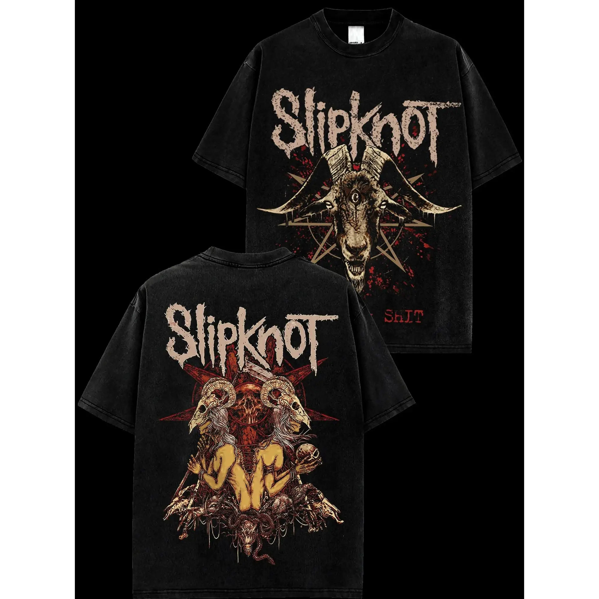 [MetalStyle] Slipknot People = Shit Sigil Retro Unisex 100% Heavyweight Cotton T-Shirt, Acid Washed Hoodie – 100% Heavy Cotton Rock Groove Metal Tee, Groove Metal Rock Band Shirt, Oversized Vintage Tee, Christmas Funny pullover soft apparel