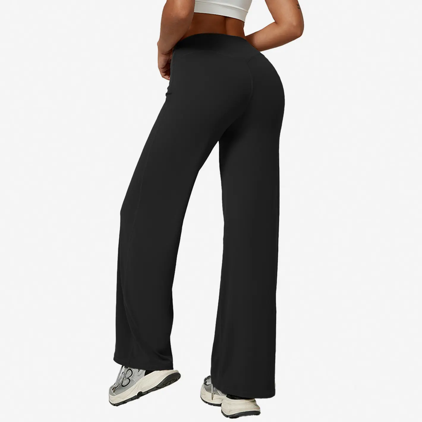 Women's High-Waisted Flowing Wide-Leg Yoga Pants - Tummy Control, Butt Lift, Solid Plain, Sporty Look - Ideal for Yoga, Daily Wear, Activewear Bottoms