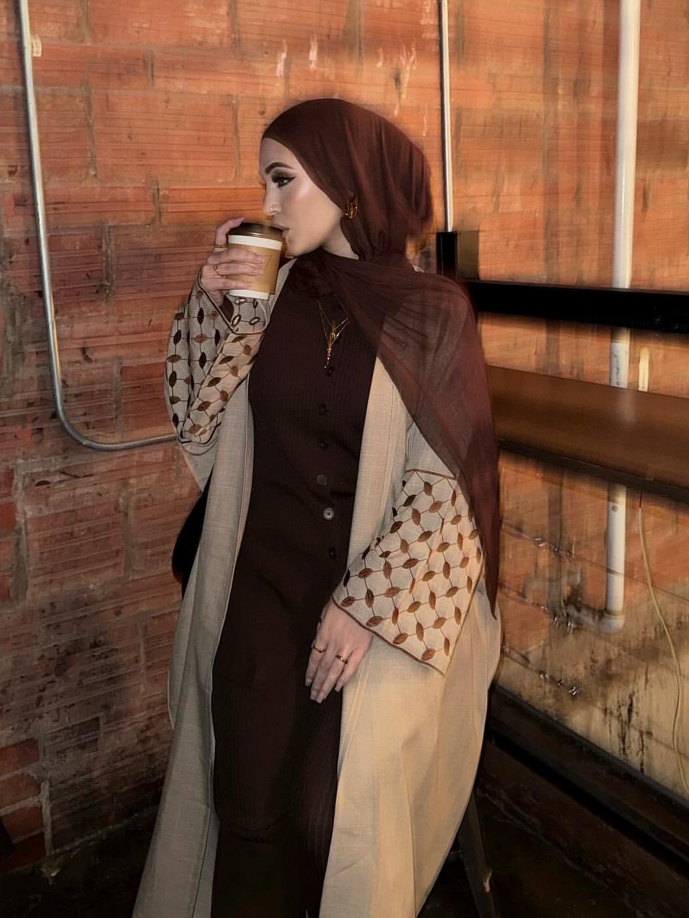 Women's Embroidery   Abaya, Modest Casual Long Sleeve Abaya for Daily Wear, Ladies Islamic Clothing for All Seasons, Modesty Muslim Clothing