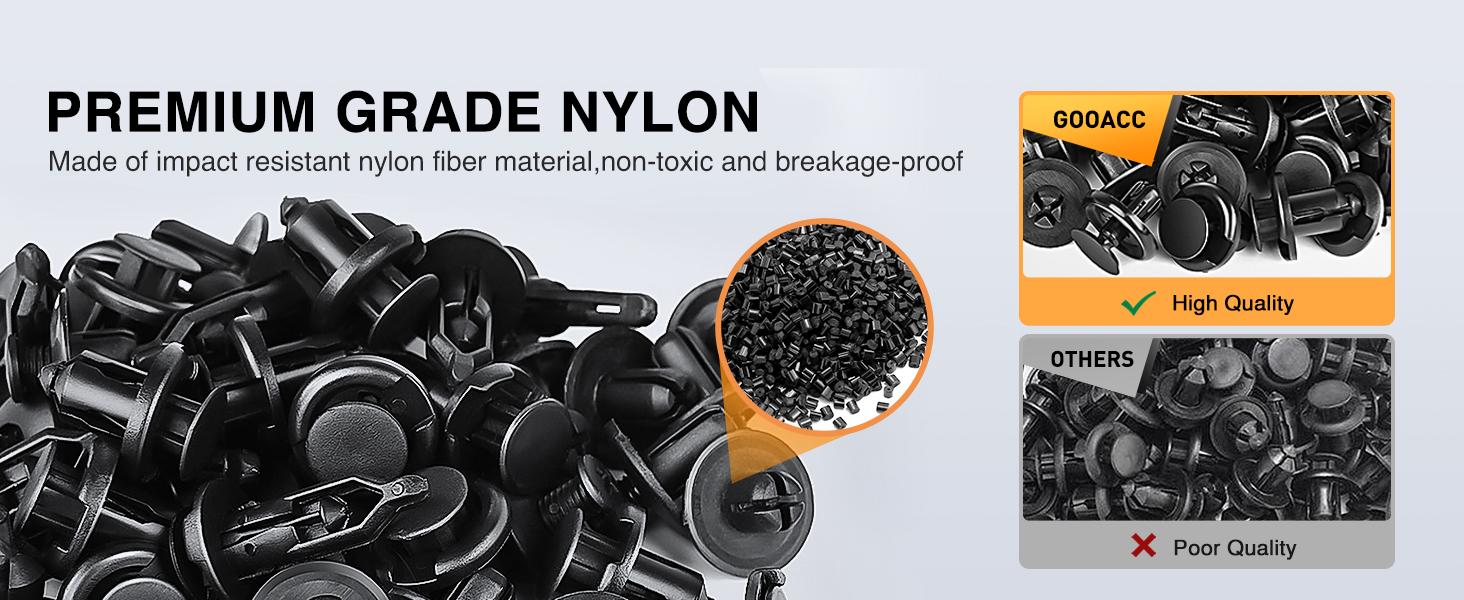 Premium Quality Car Fasteners Heavy Duty Nylon Car Retainer Clips Material Close Up