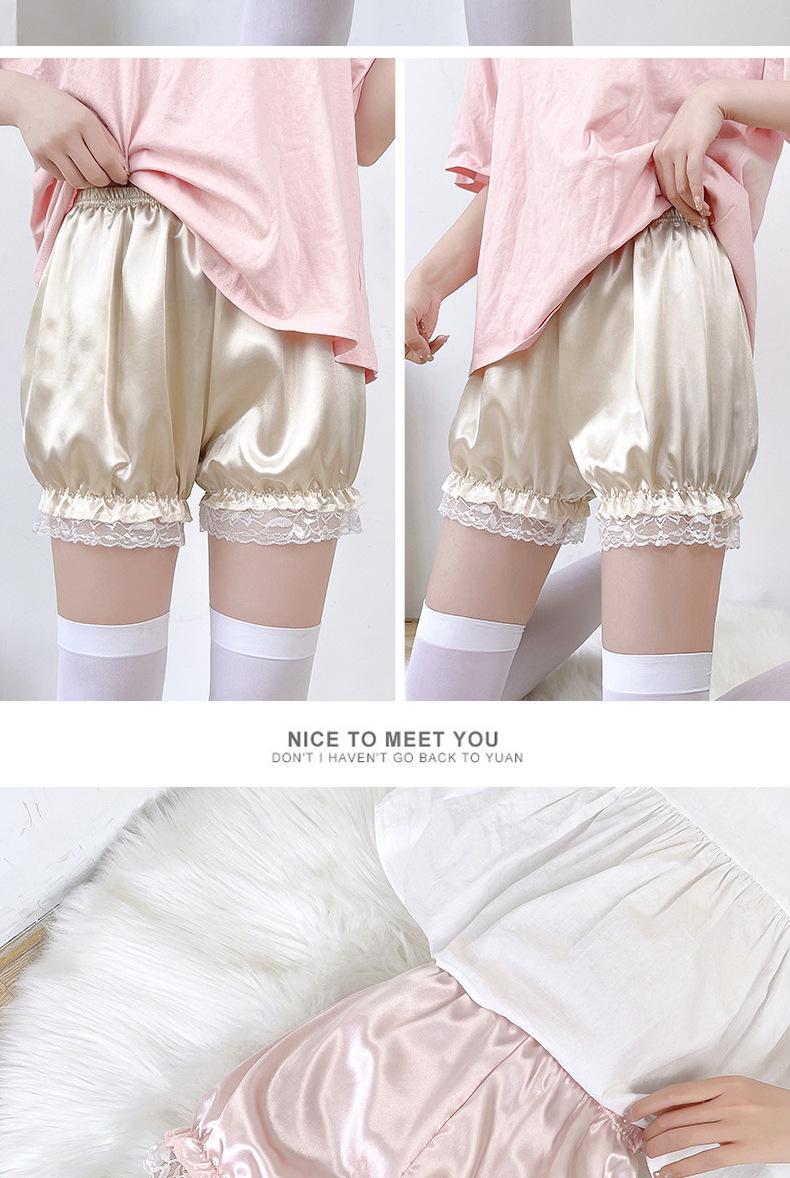 Gothic  Lolita Lace Shorts Women Black Aesthetic Cute Sweet Bow Ruffle Bloomers Shorts Y2k E-girl Kawaii Frilly Panties