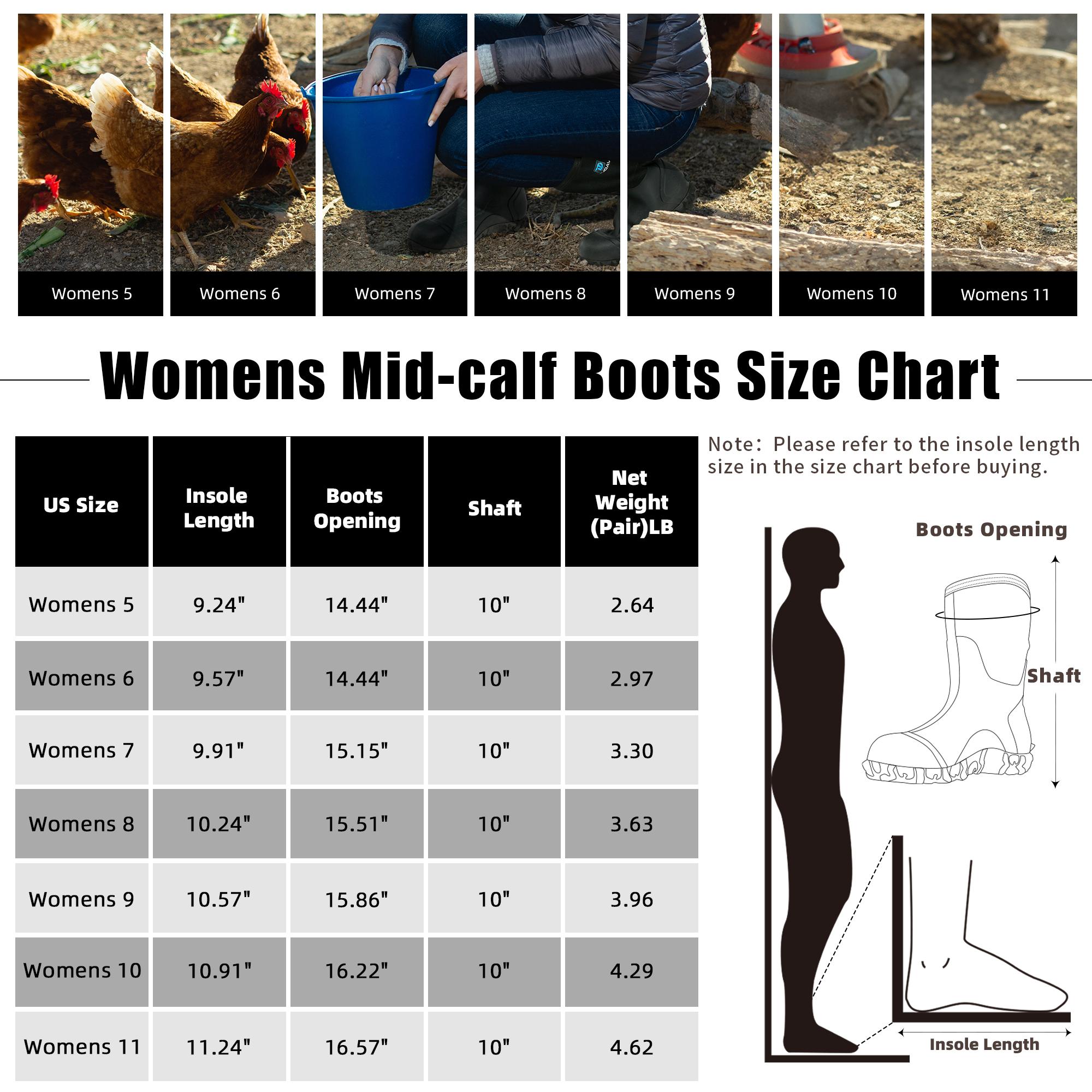 Trudave Rubber Boots for Women, Mid Calf Rain Boots with Steel Shank, Waterproof 6mm Neoprene Insulated Mud Work Boots Black Footwear