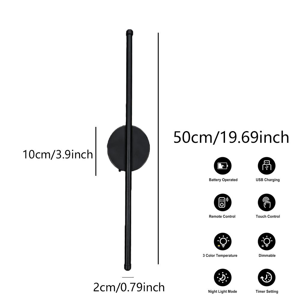 Long strip wall lamp 50cm charging LED with remote control dimming charging, no wiring, magnetic suction line wall lamp suitable for corridors, entrances, bedrooms, bedside wall lamps