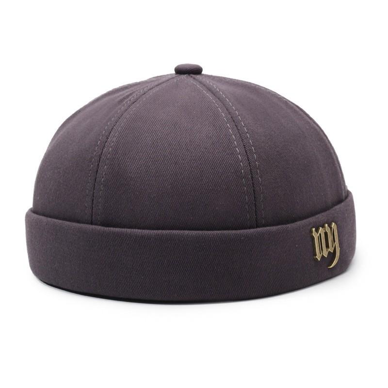 Vintage Gothic Ny Metal Letter Docker Hat, Skull Cap, Street Style, Neutral Hip Hop, Beanie with Gold Emblem, Casual Daily Wear