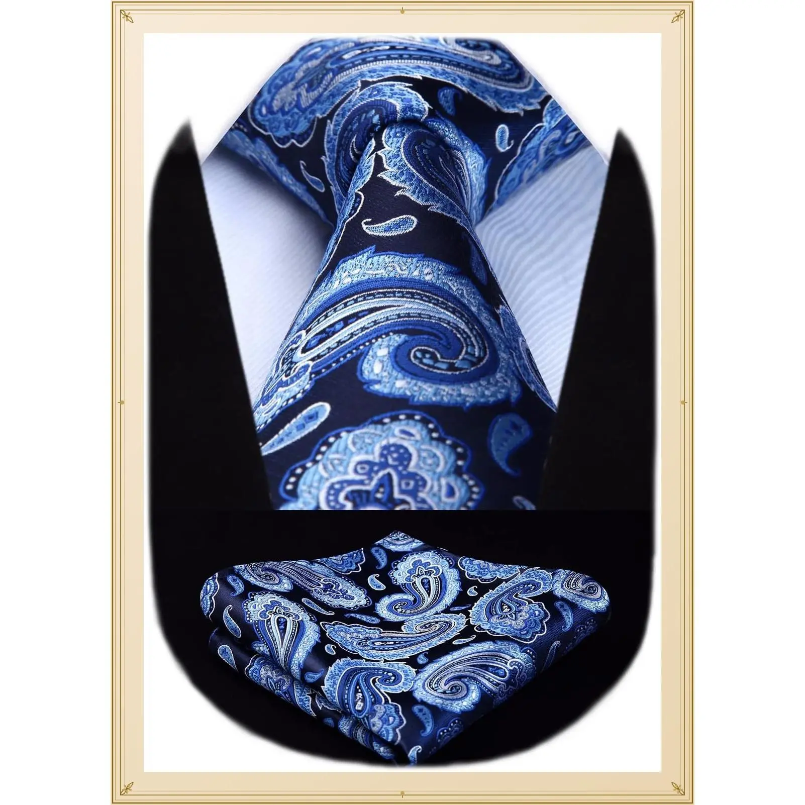 Ties for Men Paisley Floral Tie Handkerchief Classic Woven Business Formal Necktie and Pocket Square Set WeddingGift