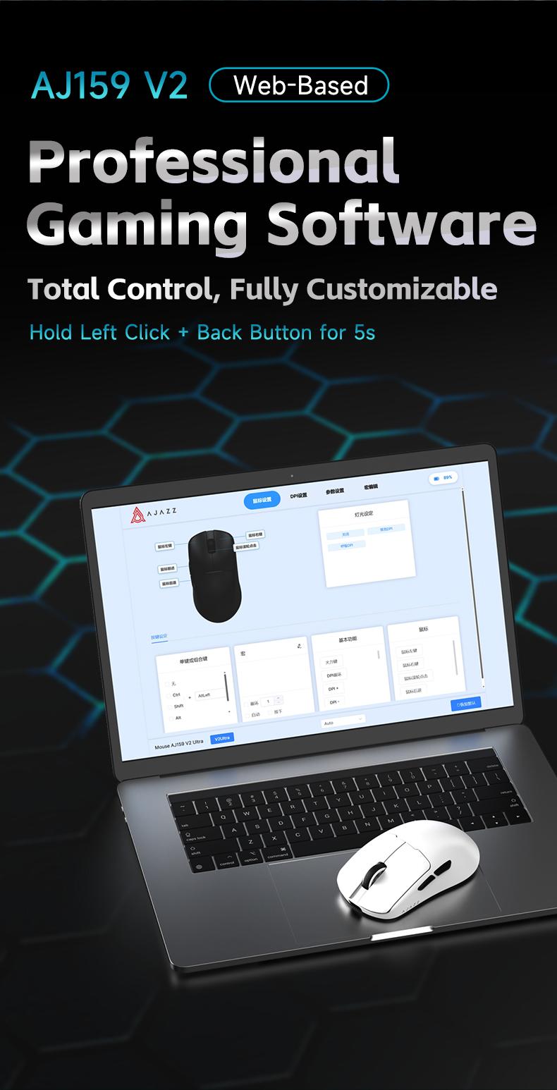AJAZZ AJ159 V2 Wireless Game Mouse Second Battery Swap Instant Full Power Professional Competitive Drive Game PAW3395 Sensor the third mock examination Computer Office Mouse DPI32000 supports multiple systems for games and office Gaming Pc Accessories