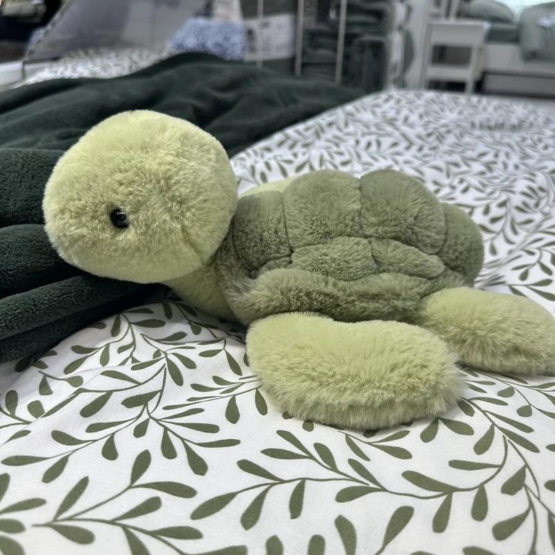 Realistic Sea Turtle Plush Toy, Soft Cute Tortoise Stuffed Animal Doll, Portable Plush Keyring for Car Bag Decoration, Kids Gift