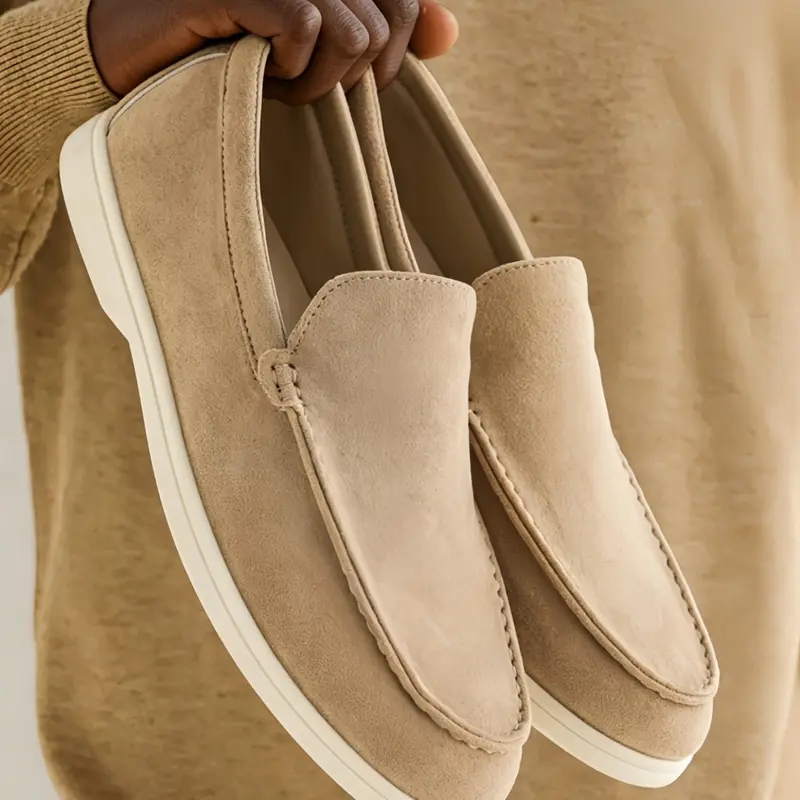 Sand Men's Slip-On Loafers - Suede Upper+Rubber Outsole+Size 39-44 Men's Range Suitable for Daily Wear+Commute, Comfortable & Versatile+Lightweight & Breathable, Slip On Shoes