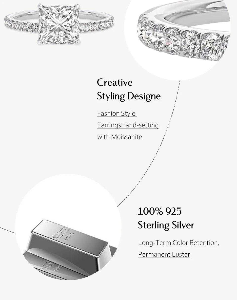 Princess Cut Synthetic Moissanite Rings D Color VVS1 8.0mm Engagement Wedding Rings For Women Gift R049 SpringStatements