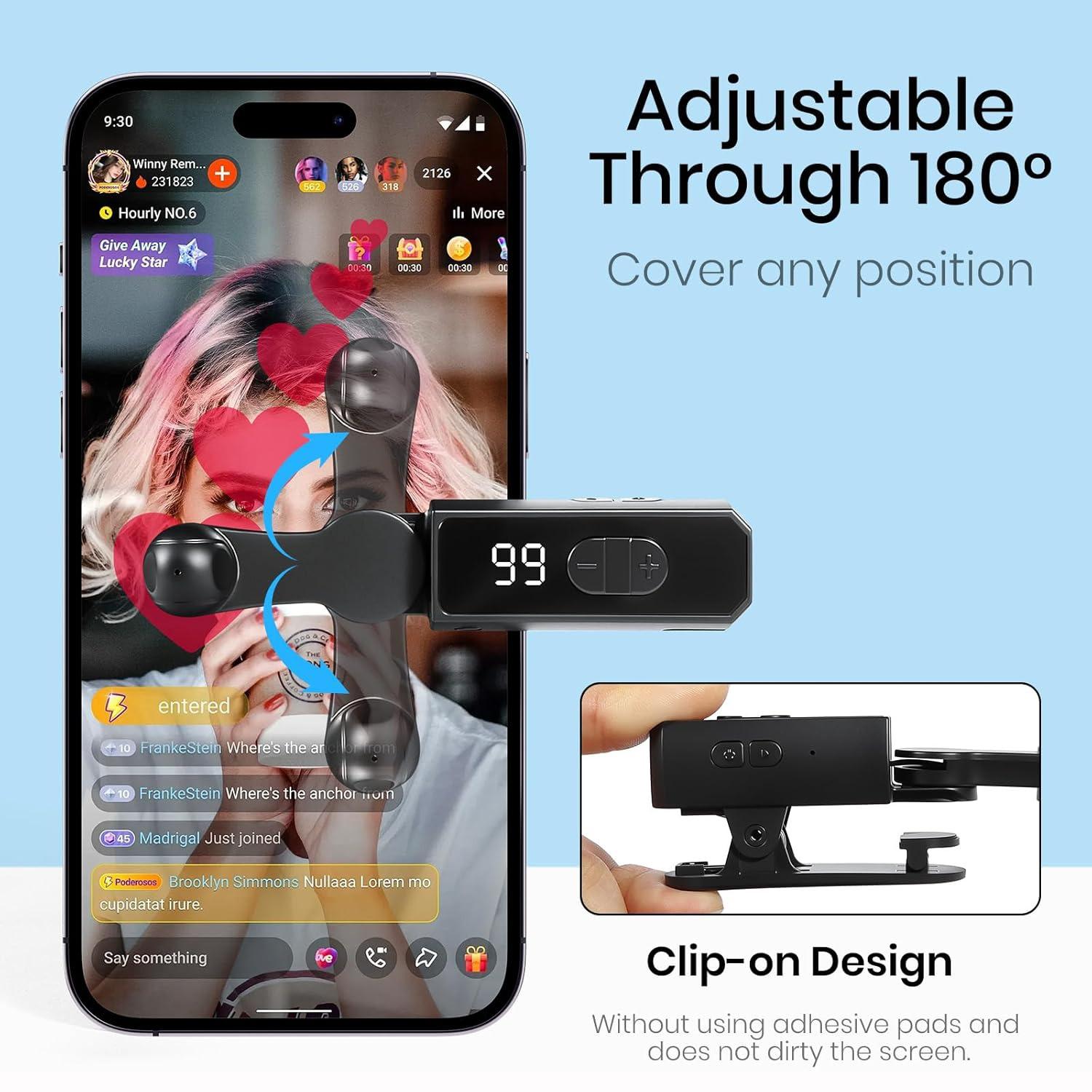 Auto Clicker Smart Tapper for iPhone iPad Android TikTok - Auto Touch Device Clip Digital with 107 Adjustable Speed, Rechargeable，Instant Clicker for Live Stream Likes, Social Media Tasks