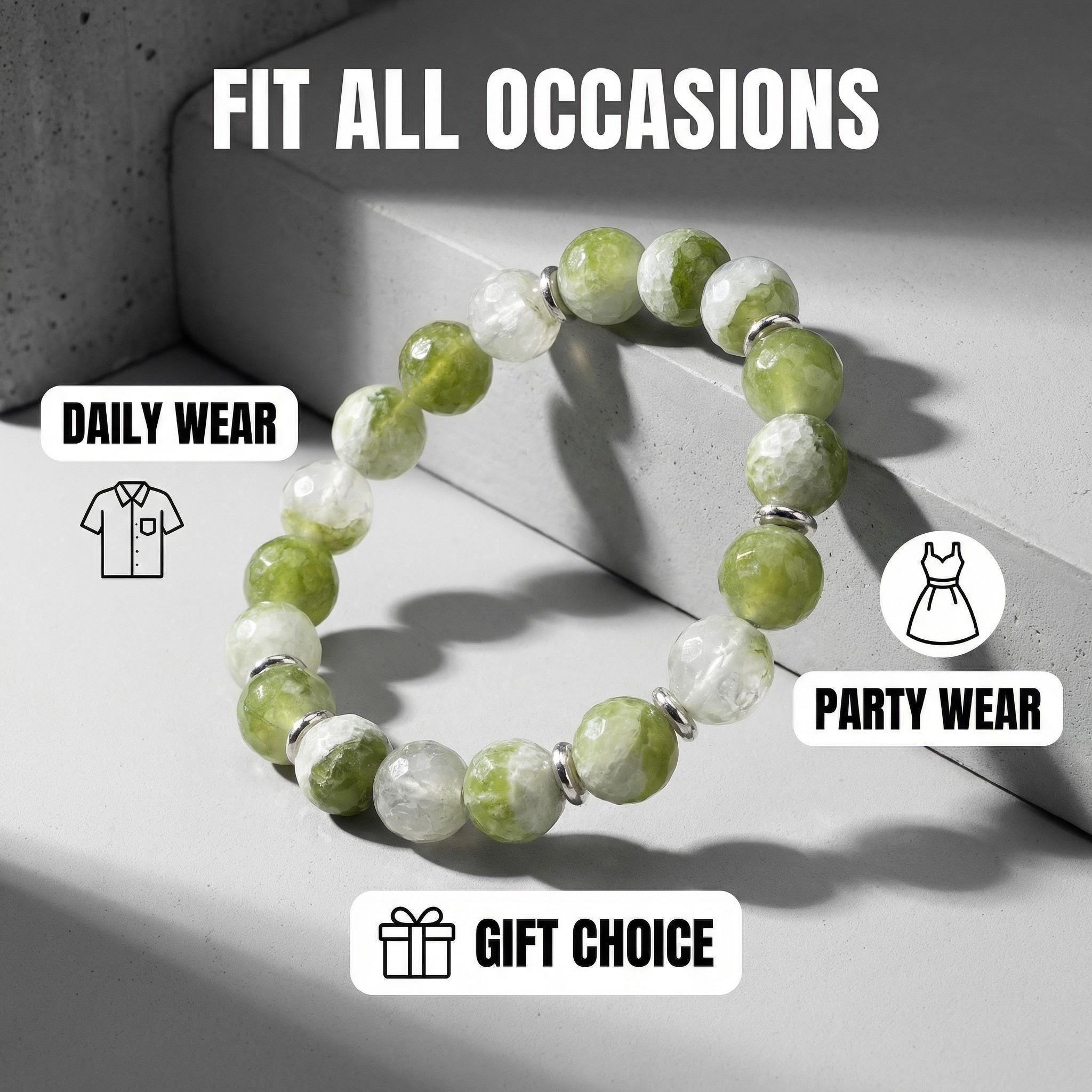 Hoexe Green Crushed Bead Bracelet Unisex Fashion Convenient Comfortable Daily Life Decorative Bracelet