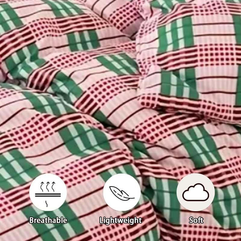 3-Piece Checkerboard Geometric Digital Print Duvet Cover Set, Includes 1 Duvet Cover and 2 Pillowcases (Without Insert), Soft & Breathable Fabric, Retro Color Palette, Ensures Comfortable Sleep.