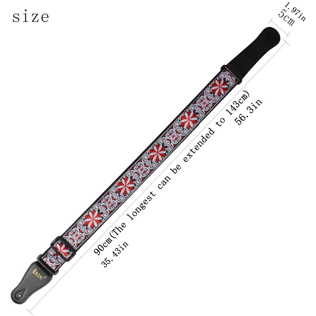 Embroidered Guitar Strap Vintage Ethnic Style Adjustable Backstrap for Acoustic Electric Bass Ukulele Guitar Accessories