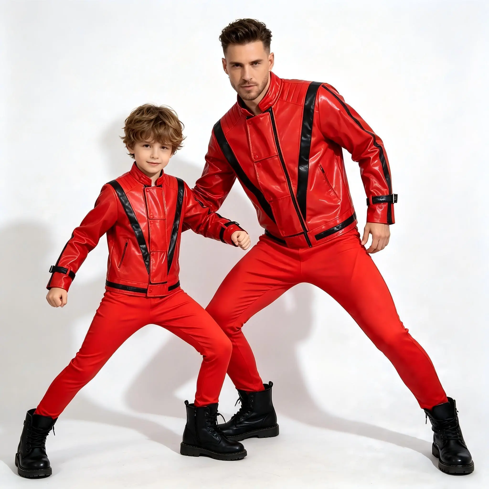 Kids' & Adults' Moonwalk-Inspired MJ Role Costume, Vintage Slim-Fit Poly-Cotton 80s-90s Pop Star Outfit for Halloween & School Talent Show Stage Performance
