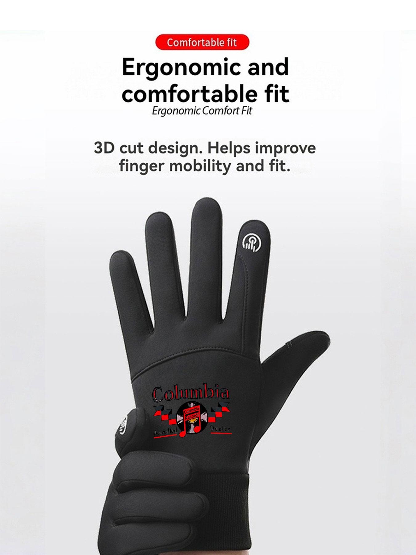 1pc with  Columbia Records VintageIconic Logo Music Fan winter gloves mountaineering gloves Touch Screen cold proof Winter Activities unisex sports gloves Warmest winter gifts Soft